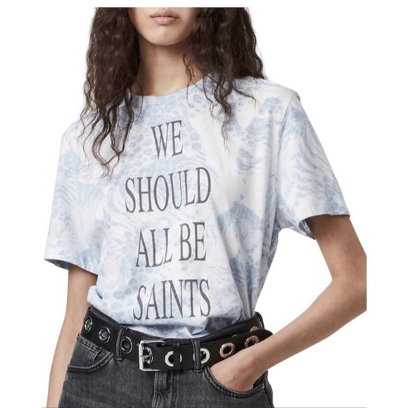 All Saints Tops All Saints Womens Boyfriend Tshirt Reverse Graphic Tee Abstract Oversized L